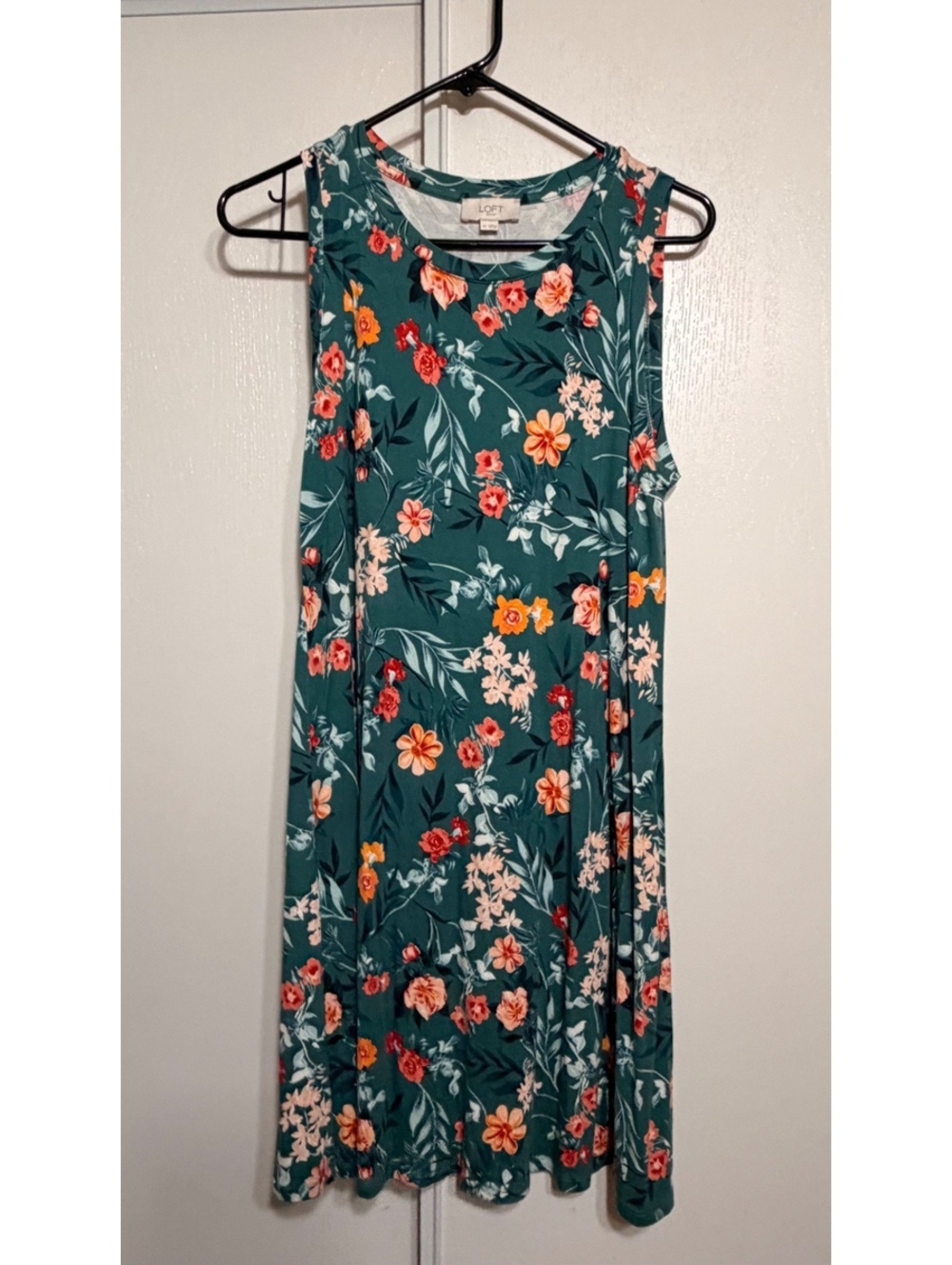LOFT Outlet Women’s Floral Sleeveless Swing Dress Green Size Medium M